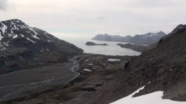 Nieve montaña panorama de las Islas Malvinas Antártida . — Vídeo de stock