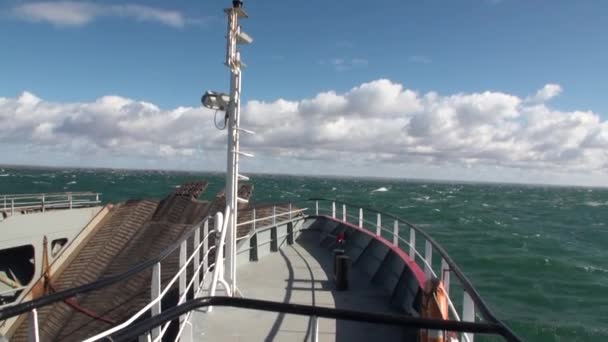 Cargo ship boat ferryboat in Patagonia. — Stock Video