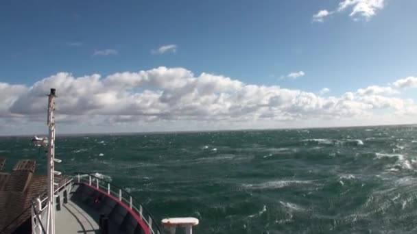 Cargo ship boat ferryboat in Patagonia. — Stock Video