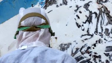 Onarım işlemi nehir deniz gemi Tersanesi, Paint'te çalışma insanlar koparmak.