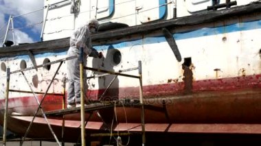 Onarım işlemi nehir deniz gemi Tersanesi, Paint'te çalışma insanlar koparmak.