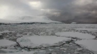 Hareket ve kar kıyı şeridi okyanus Antarktika buz.