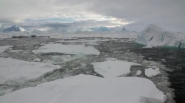 Hareket ve kar kıyı şeridi okyanus Antarktika buz.