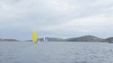 Sarı beyaz yat yelken ve yelkenli tekneler.