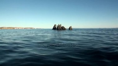 Taş kayaların arasında yeni dünya'nın Kuzey Buz Denizi su yüzeyinde.