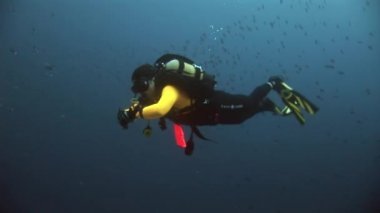 Scuba diver derin sualtı Yüzme.