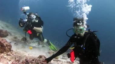 Scuba diver derin sualtı Yüzme.