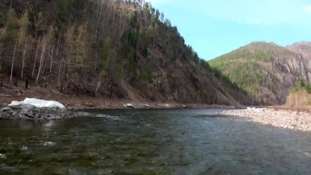 Banco del río de montaña Temnik . — Vídeo de stock