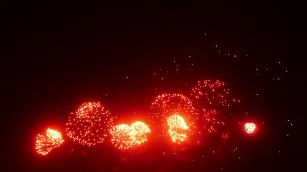Exibição de fogos de artifício à noite no fundo preto . — Vídeo de Stock