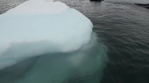 Boatt pessoas de borracha no gelo na superfície da água do Oceano Antártico . — Vídeo de Stock