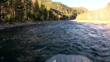 Dağ nehri Temnik 'teki bataklık teknesi .