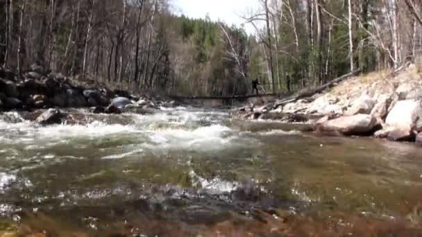 Hegyi folyó Temnik határán Bajkál állam Természet Bioszféra Reserve. — Stock videók