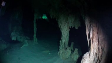 Yucatan'da sualtı mağaraları.