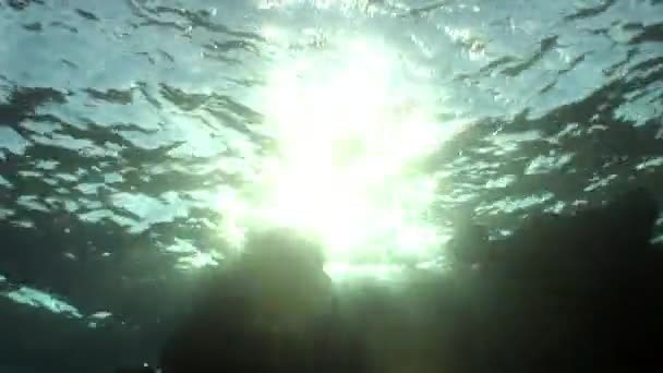 Sonne unter Wasser spiegelt sich im roten Meer. — Stockvideo