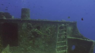 Bir batık gemi sualtı kırmızı deniz güverte.