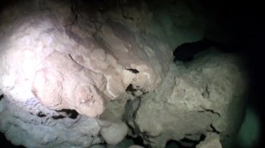Meksika cenotes sualtı mağaraları Yucatan bir mağara kayalarda.