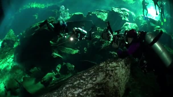 Cenotes yucatecos bajo el agua en México . — Vídeos de Stock