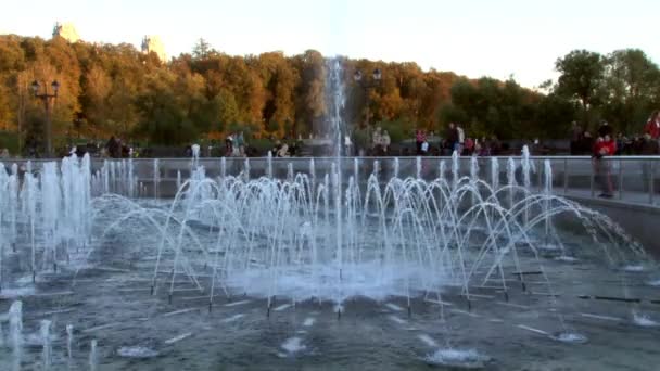 La gente en el parque cerca de las fuentes en verano en Moscú . — Vídeo de stock