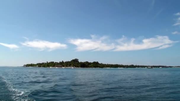 Islas Maldivas en la superficie del agua de fondo en el océano . — Vídeo de stock