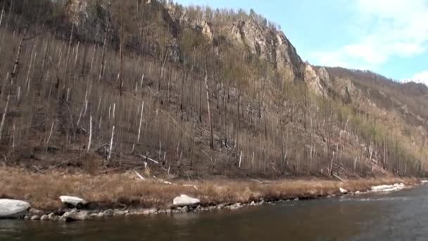 Bank of mountain river Temnik. — Stok Video