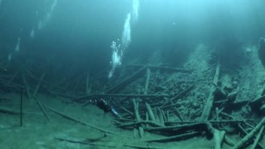 Scuba diving Fernsteinsee dağ gölü sualtı Tirol Avusturya.