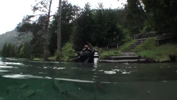 Fernsteinsee mountain lake underwater Tyrol Austria. — Stock Video