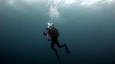 Dalgıçların sualtı uçurum deniz tabanı derin.