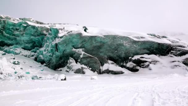 Lidé-expedice na psím spřežením tým husky Eskimo silnici Severní pól v Arktidě. — Stock video