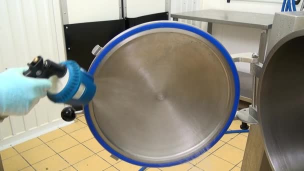 Reinigings- en salade mixer wasmachine in productie. — Stockvideo