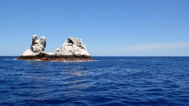 从太平洋的岩石旁边的水下俯冲下来的鲸鱼. — 图库视频影像