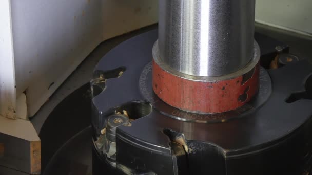 Mechanismen und Details der CNC-Holzmaschine. — Stockvideo