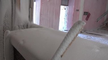 Terk edilmiş kar harabeleri Hayalet Şehir Kömür Madenleri Rusya 'da Ev.
