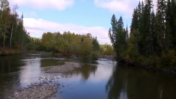 Fényképezés mozgó motorcsónak zuhatagok átlátszó víz Lena folyó. — Stock videók