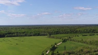 Steppe Nehri 'nin, yeşil otlaklarla çevrili, büyüleyici manzara manzaralı, saf sudan oluşan ayna yüzeyi olan insansız hava aracı videosu. Açık hava iklimi kavramı.