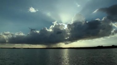 Sazlıkların arasında nehirde yüzen yalnız beyaz bir tekne..