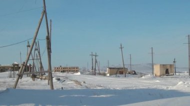 Rusya 'nın kuzeyindeki Chukotka' da terk edilmiş şehir Kömür Madenleri 'nin karı.