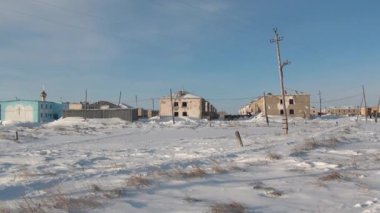 Rusya 'nın kuzeyindeki Chukotka' da terk edilmiş şehir Kömür Madenleri 'nin karı.