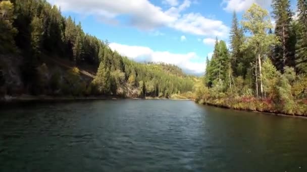 Le coste del fiume Lena nella taiga disabitata della Siberia Russia. — Video Stock