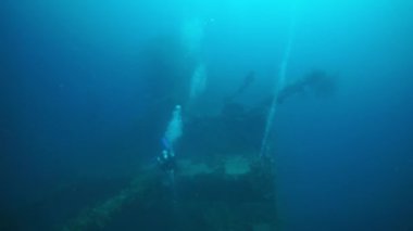 Chuuk Adaları 'ndaki Truk Gölü' nde su altı enkazı..