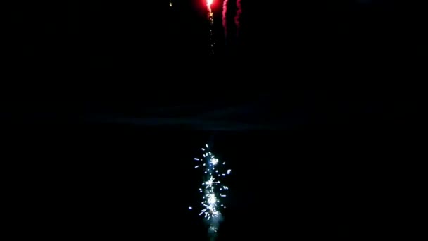 Part of the fireworks bursting on black background. — Stockvideo