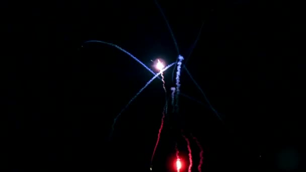 Part of the fireworks bursting on black background. — Stockvideo