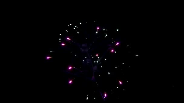 Flash de parte colorida brilhante de fogos de artifício em fundo preto . — Vídeo de Stock