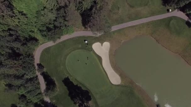 Aerial landscape flight over golf course — Stock Video