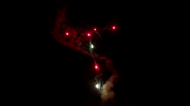 Elemento de fogo de artifício multicolorido em fundo preto para criar um conjunto de saudações. — Vídeo de Stock