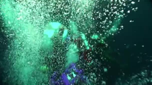 Underwater New Year with Santa Claus in Lake Baikal. — Stock Video