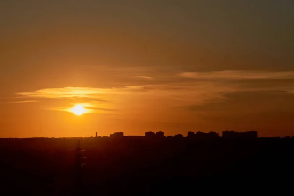 Por do sol na cidade na Rússia i — Fotografia de Stock