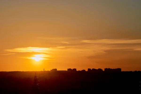 Por do sol na cidade na Rússia i — Fotografia de Stock