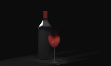 Cam kaplı şarap şişesi.