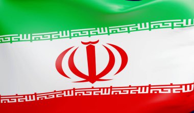 Rüzgarda dalgalanan 3D İran bayrağı