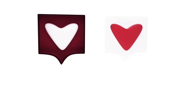 Vermelho coração 3d renderização no fundo branco — Fotografia de Stock